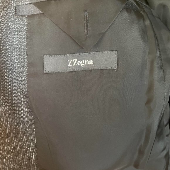 Zegna Mens 181CG0 Drop 8 Slim Fit Jacket 50r. Black with silver vertical stripes - Picture 4 of 8